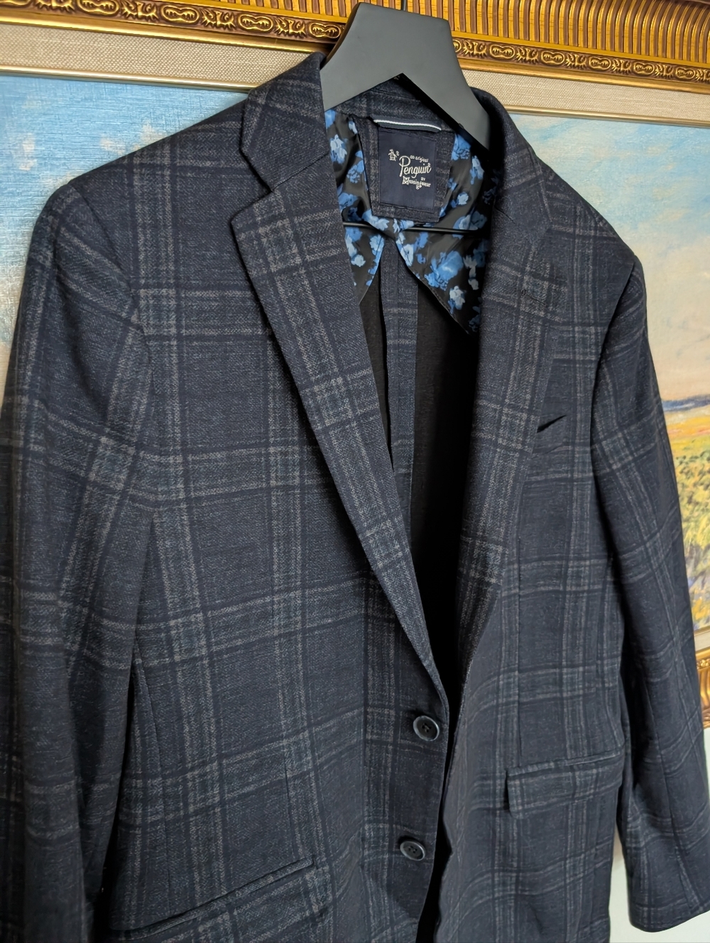Original Penguin Men's Navy Plaid Sport Coat - 40R